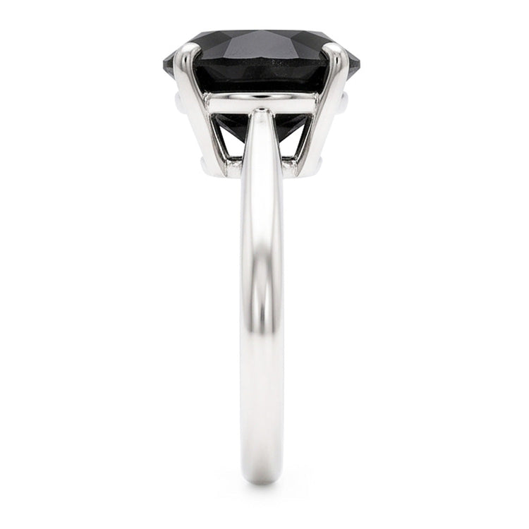 Bague Solitaire Épurée en Diamant Noir Véritable Rond de 5 Carats en Or Blanc 14 carats