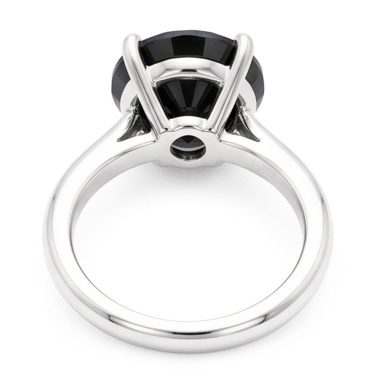 Bague Solitaire Ronde Simple en Diamant Noir Véritable 5 Carats en Or Blanc 14 Carats