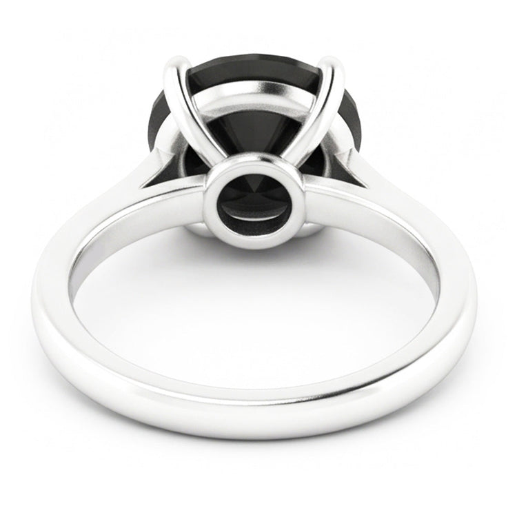 Bague de mariage solitaire cathédrale diamant noir véritable rond 3,5 carats en Or Blanc 14 carats