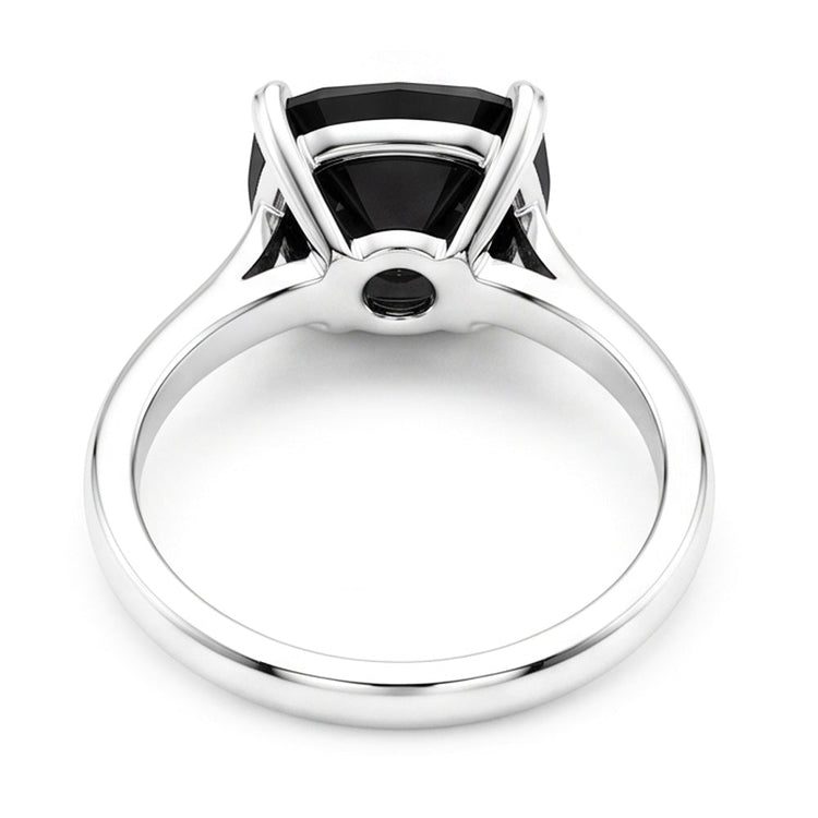 Bague de mariage solitaire cathédrale taille coussin en diamant noir véritable de 5 carats en Or Blanc 14 carats