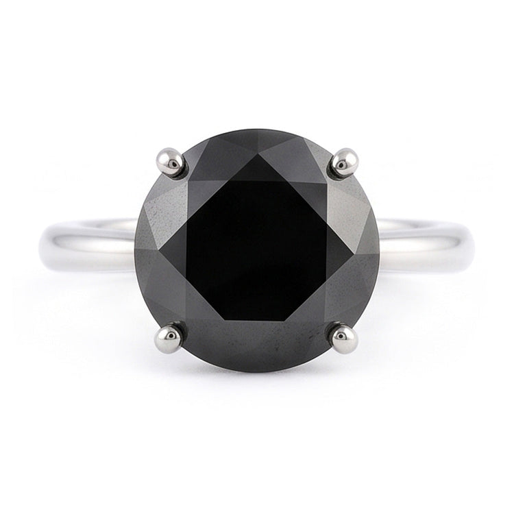 Bague de mariage solitaire rond en diamant noir véritable 5 carats en Or Blanc 14 carats