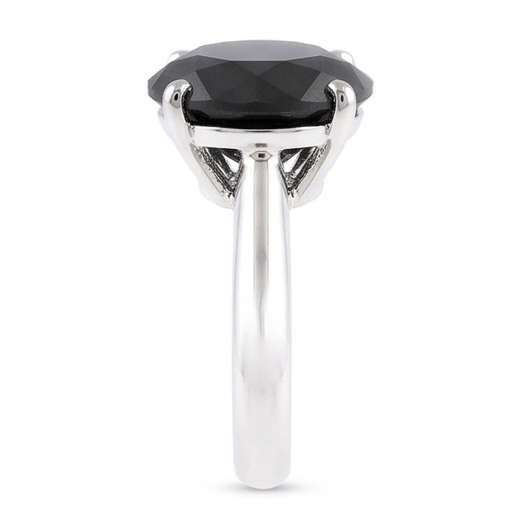 Bague de mariage solitaire en diamant noir véritable rond 5 carats en Or Blanc 14 carats