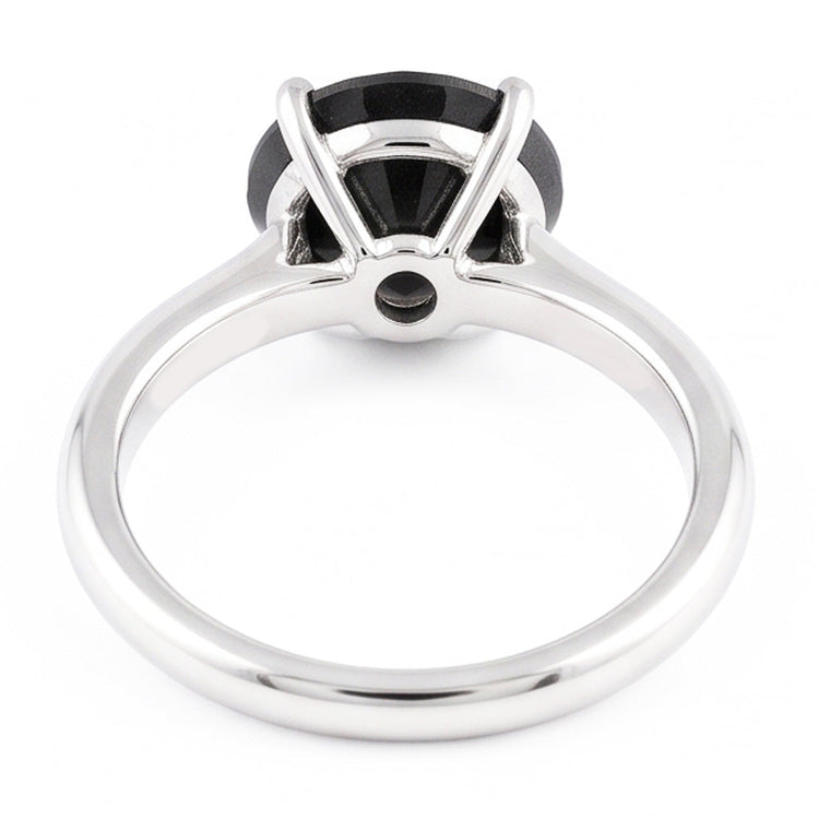 Bague de mariage solitaire rond en diamant noir véritable 5 carats en Or Blanc 14 carats