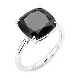 Bague de fiançailles solitaire diamant noir naturel taille coussin 5 carats, anneau simple en Or Blanc 14 carats