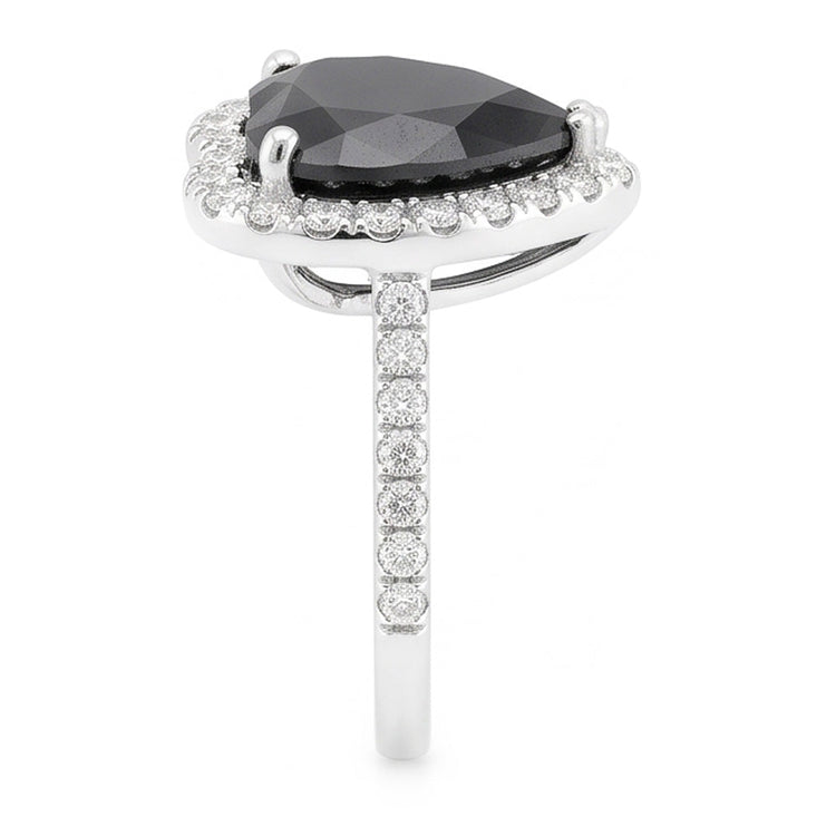 Bague de fiançailles diamant noir naturel 6 carats halo cœur en or blanc 14 carats
