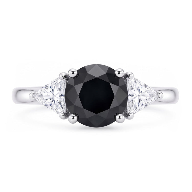 Promotions Black Friday Bague de Fiançailles Trois Pierres Diamant Rond Véritable et Trilliant 3,6 Carats Or Blanc 14K