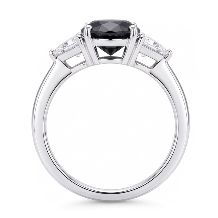 Soldes du Vendredi Noir Bague de Fiançailles Diamant Rond Véritable 3,6 Carats Trois Pierres Trilliant en Or Blanc 14 Carats