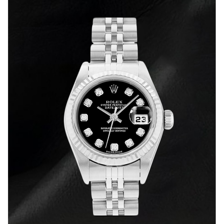 Rolex Datejust 26 mm Montre Femme Cadran Diamants Noir Année 2002