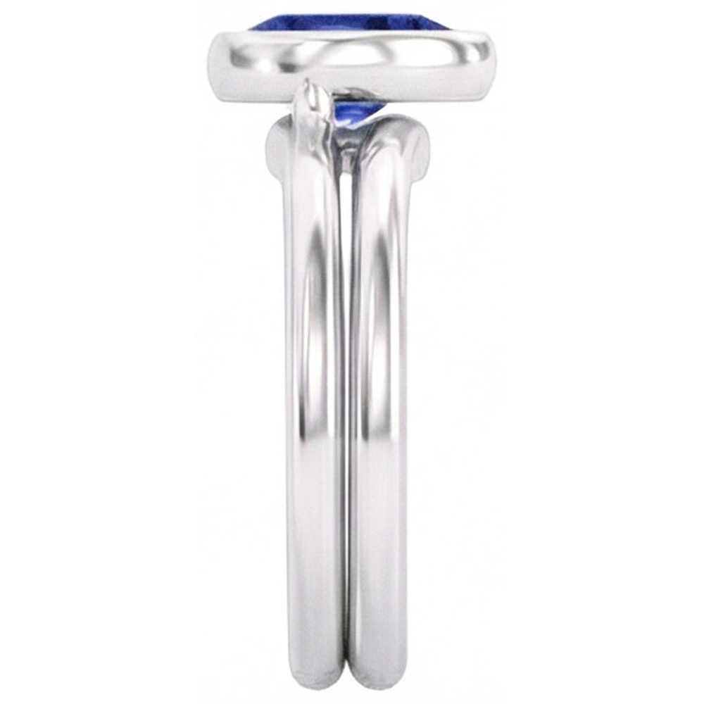 Taille Poire Saphir Bleu Bleuet bague en Or Blanc 14 Carats – vue d'angle