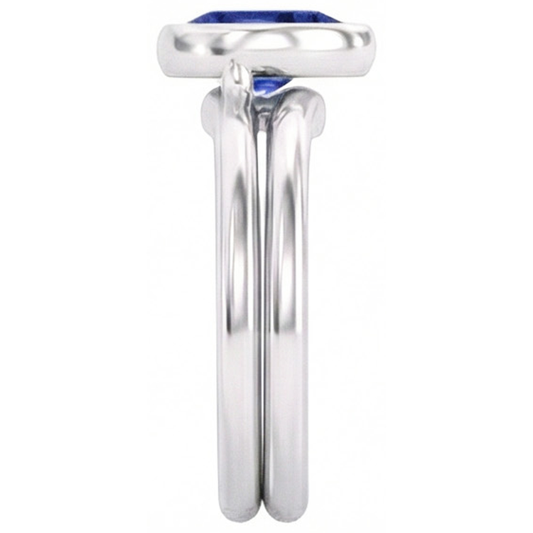 Taille Poire Saphir Bleu Bleuet bague en Or Blanc 14 Carats – vue d'angle