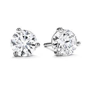 Boucle D'Oreille Clous Or Blanc 2 Carats Sertie Griffe Véritable Diamant Rond