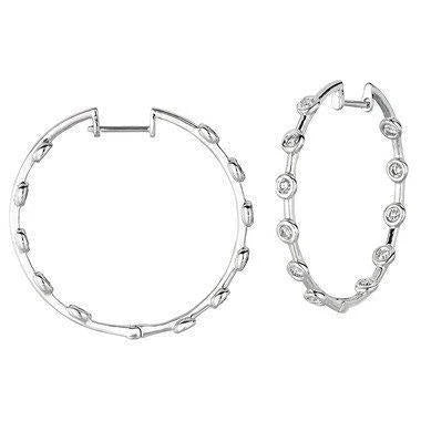 Boucle D'Oreille En Or Blanc 14K Avec Réel Diamants Ronds Etincelants De 2,2 Carats