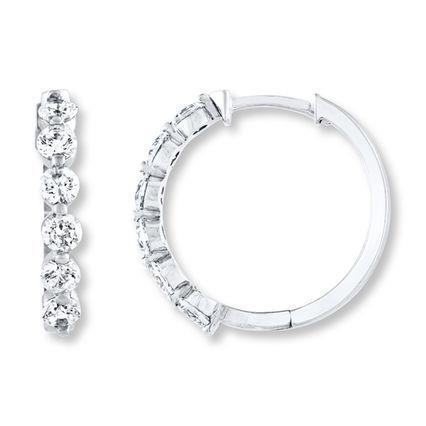 Boucle D'Oreille En Or Blanc Massif 14K Et Forme Réel Diamant 3 Carats