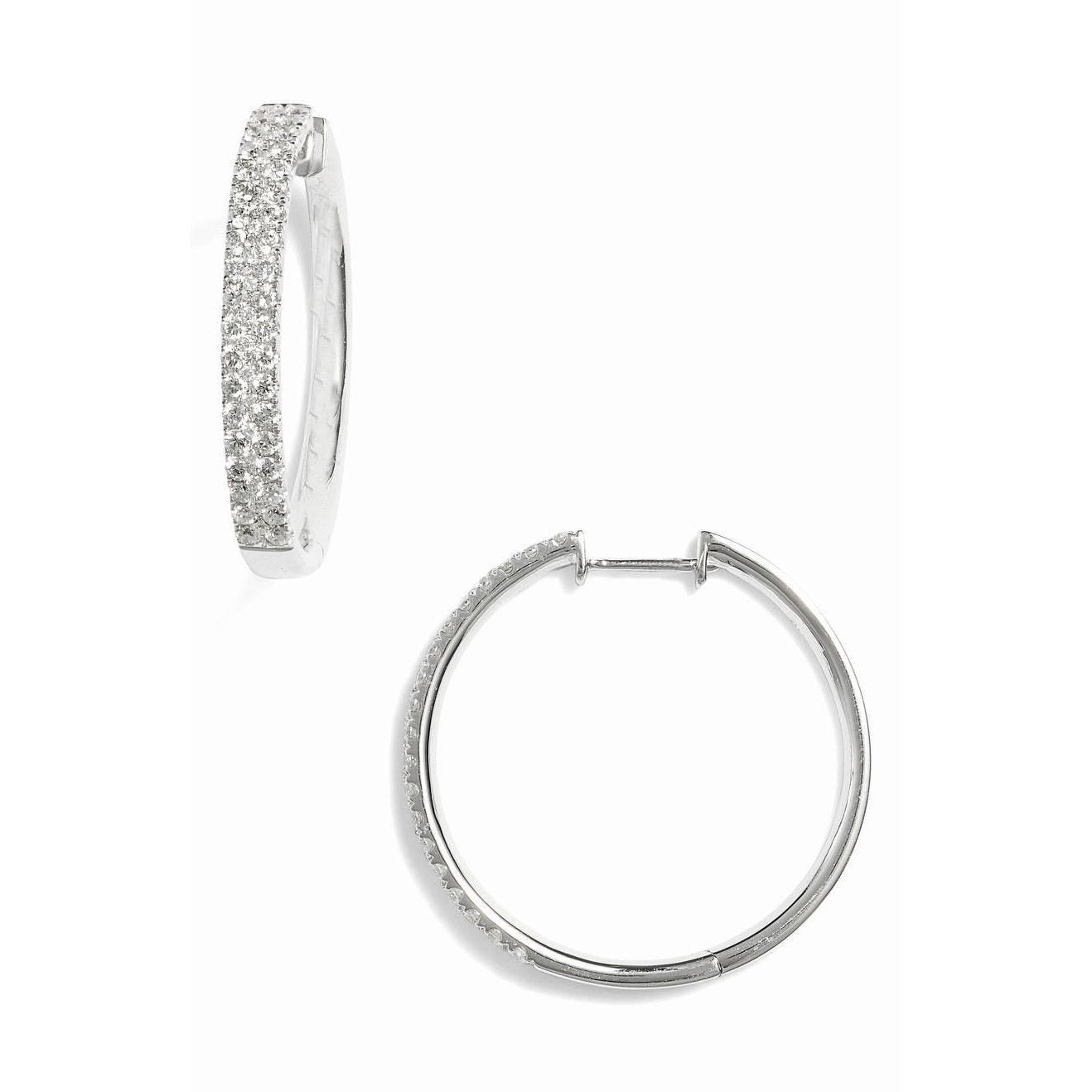 Boucle D'Oreille F Vvs1 Or Blanc Étincelante Avec 3,00 Carats De Véritable Diamants Pour Femmes