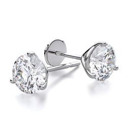 Boucle D'Oreille Femme Réel Diamant Rond 2 Carats Or Blanc 14K