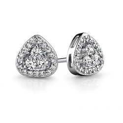 Boucle D'Oreille Halo De Forme Triangulaire Réel Diamants Ronds 2.50 Ct Or Blanc