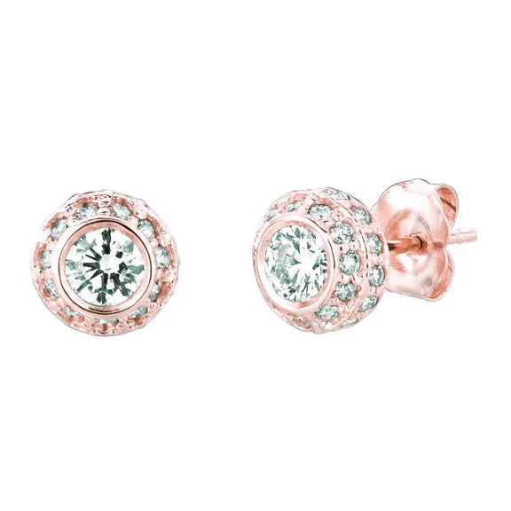 Boucle D'Oreille Réel Diamant 1.90 Carats 14K Rose