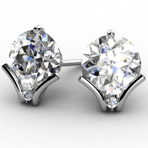 Boucle D'Oreille Réel Diamants Brillants Ronds 2.20 Carats Or Blanc