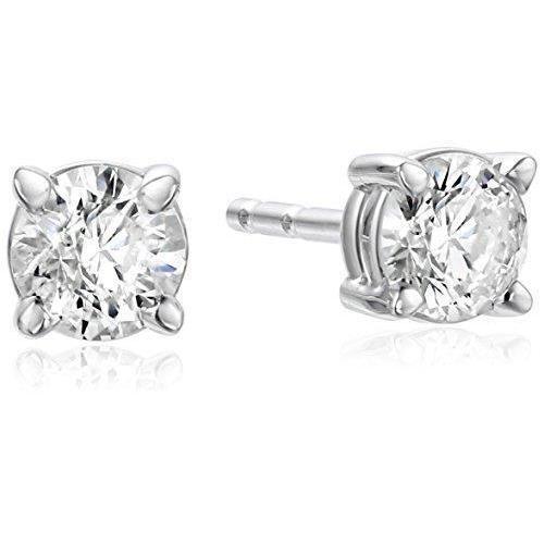 Boucle D'Oreille Ronde Naturel Diamants 3.5 Carats Sertie De Griffes Or Blanc 14K
