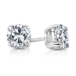 Boucle D'Oreille Solitaire Véritable Diamant Rond Femme Or Joaillerie 3 Carats