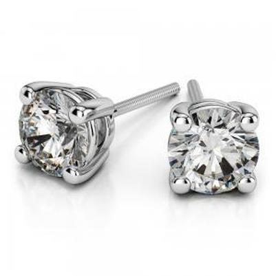 Boucle D'Oreille Stud Réel Diamant 3 Carats Or Blanc 14K