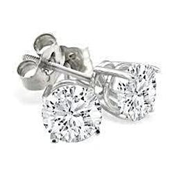 Boucle D'Oreille Tige Naturel Diamant Rond 1.90 Carats Or Blanc Joaillerie Fine