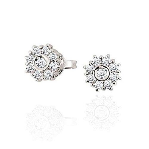 Boucle D'oreille Avec Halo De Réel Diamants Ronds De 1.28 Ct En Or Blanc 14k