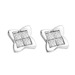 Boucle D'oreille Avec Naturel Diamants Blancs Taille Princesse De 2.40 Ct