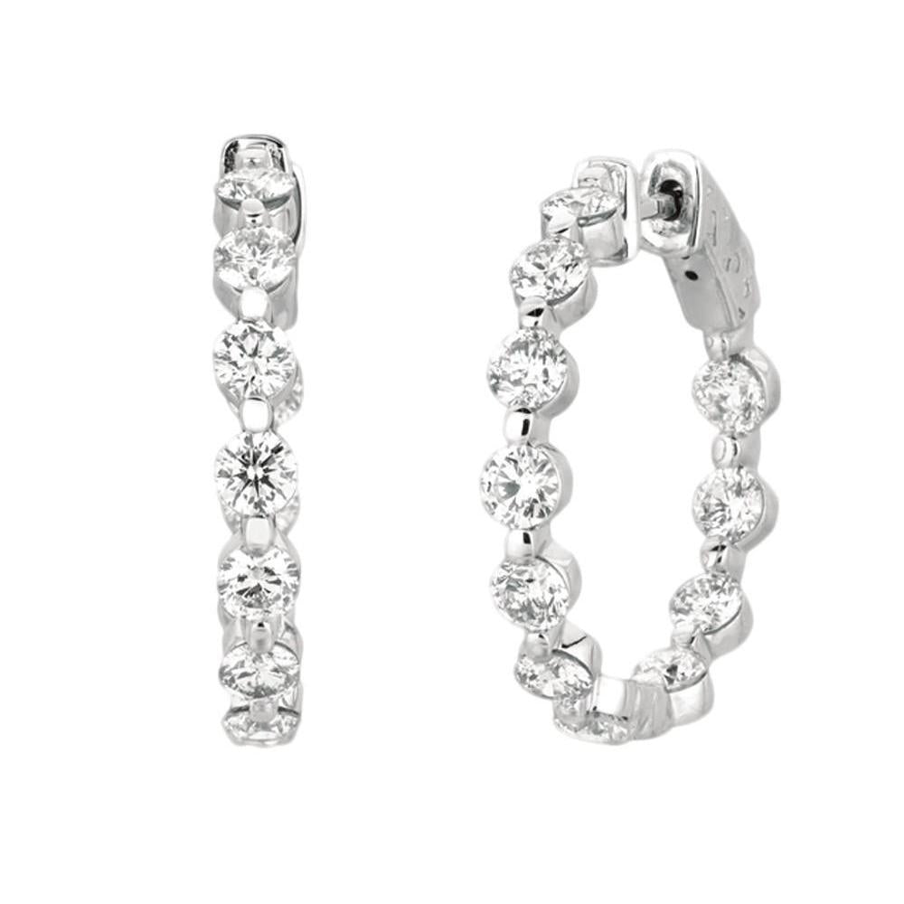 Boucle D'oreille Avec Réel Diamants De 3,39 Carats Avec 15 Diamants Pointes WG 14K