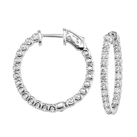 Boucle D'oreille En Or Blanc 14K Avec Réel Diamant Rond De 2 Carats