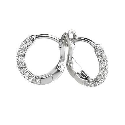 Boucle D'oreille En Or Blanc 14K Avec Réel Diamants Ronds De 3 Carats