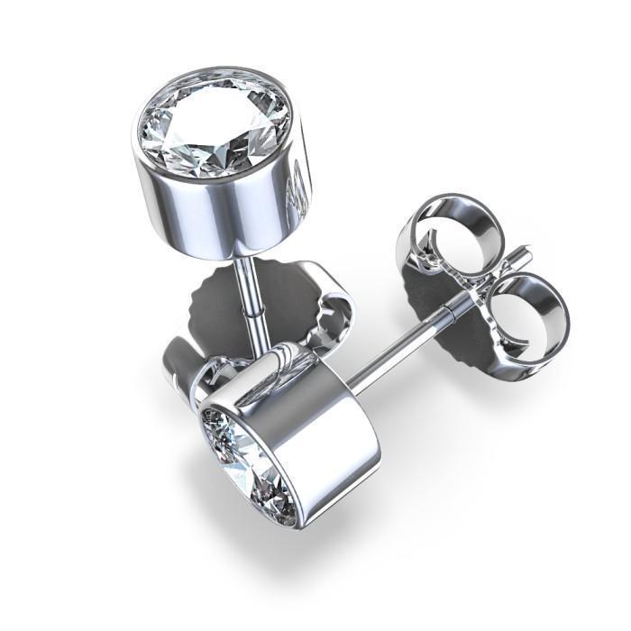 Boucle D'oreille En Or Blanc 1.5 Carats Sertie Clos Et Véritable Diamant 14K
