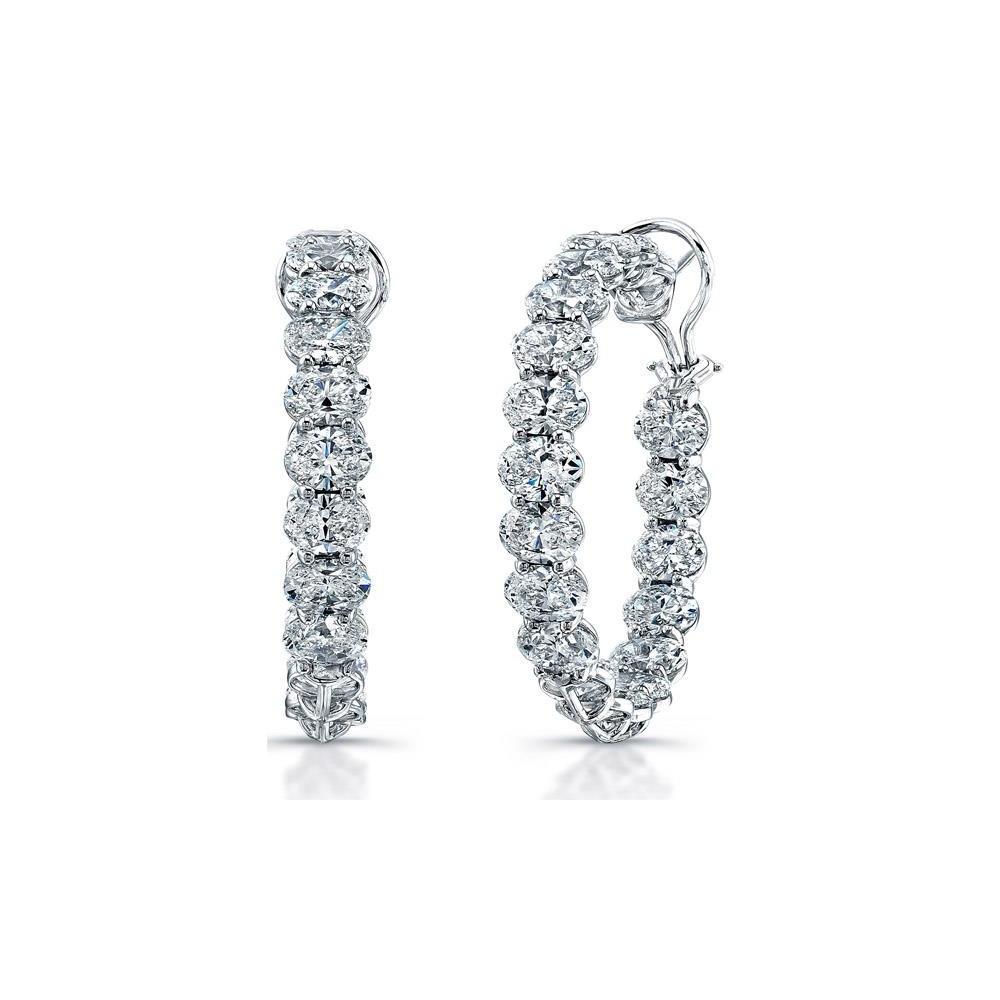 Boucle D'oreille En Or Massif Avec Réel Diamants Ovales 4 Carats Scintillants