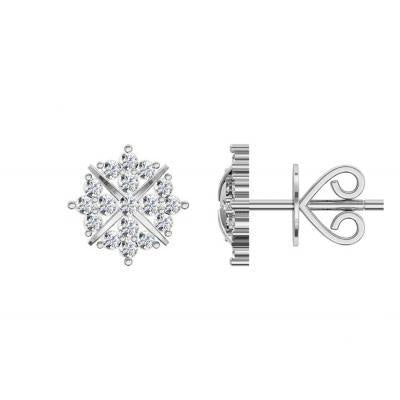 Boucle D'oreille En Véritable Diamant Rond 2.4 Ct En Or Blanc 14 Carats