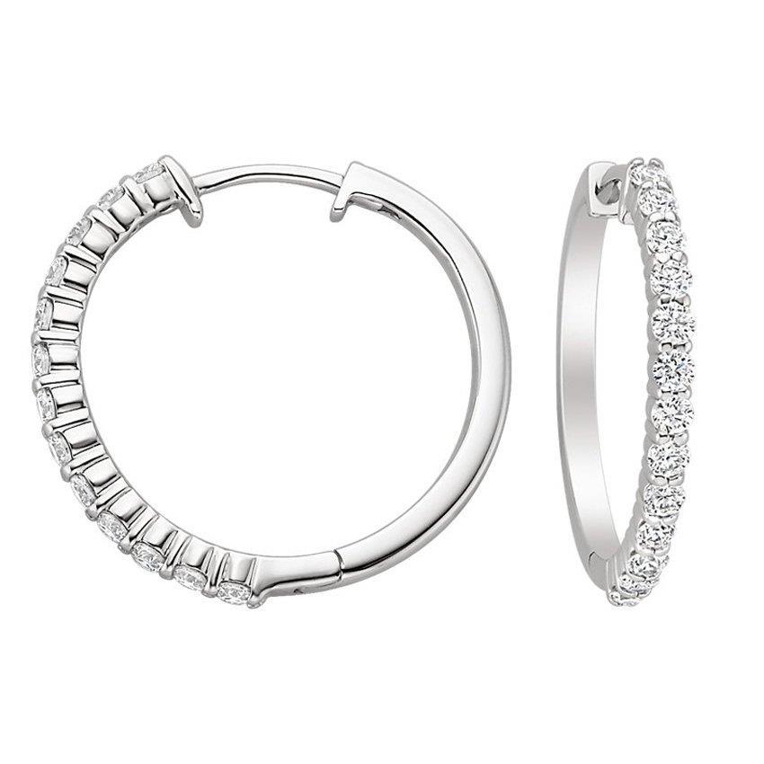 Boucle D'oreille Femme Avec Réel Diamant Rond Etincelant De 1,8 Carat