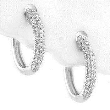 Boucle D'oreille Femme Avec Véritable Diamant Rond 3 Carats En Or Blanc 14K