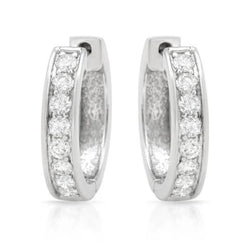 Boucle D'oreille Femme Réel Diamants Ronds En Or Blanc 14K de 1,50 Carats