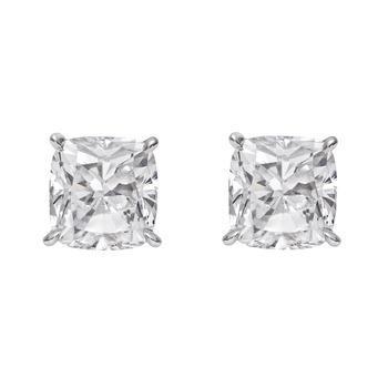 Boucle D'oreille Naturel Diamant 3 Carats Taille Coussin En Or Blanc 14K