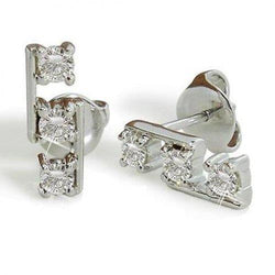 Boucle D'oreille Naturel Diamant Pendante Ronde 1.80 Carat Or Blanc 14K Style Unique