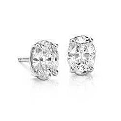 Boucle D'oreille Naturel Diamant Taille Ovale 1 Carat En Or Blanc 14K Nouveau