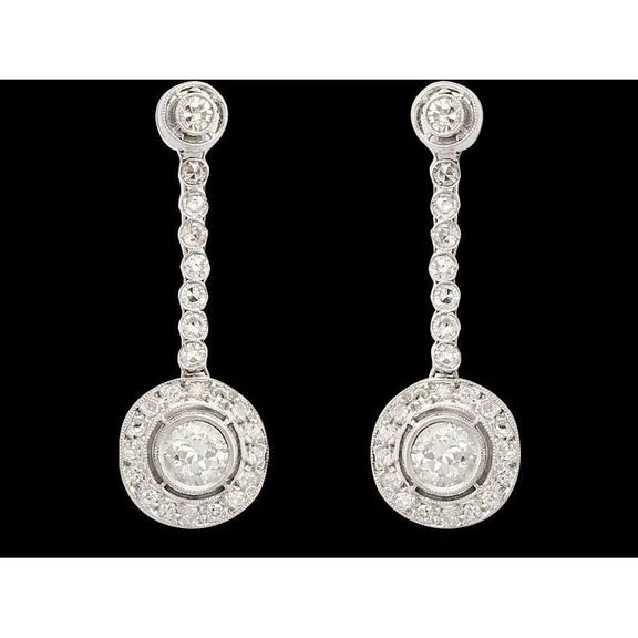 Boucle D'oreille Pendante En Or Blanc Avec Réel Diamants 4 Carats