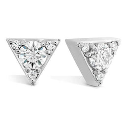 Boucle D'oreille Réel Diamant 1.40 Carats Style Triangulaire En Or Blanc 14K