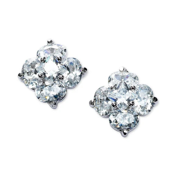 Boucle D'oreille Réel Diamant Ovale Et Taille Princesse De 2.50 Cts En O Blanc 14K