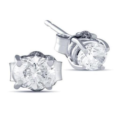 Boucle D'oreille Réel Diamant Ovale Femme 2 Carats Or Blanc Joaillerie Fine