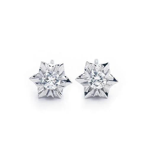 Boucle D'oreille Réel Diamant Rond 1.20 Carats En Or Blanc 14K Nouveau