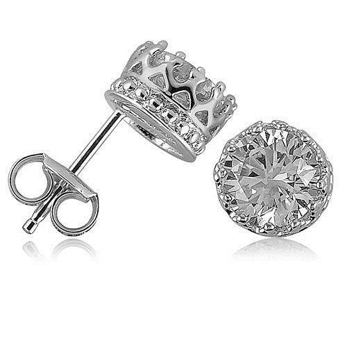 Boucle D'oreille Réel Diamant Rond 2 Carats Bijoux En Or Massif Blanc