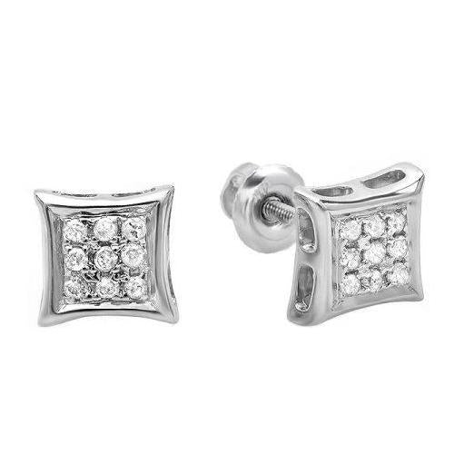 Boucle D'oreille Réel Diamant Rond 2 Ct En Or Blanc 14K