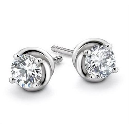 Boucle D'oreille Réel Diamant Rond 2.10 Carats En Or Blanc Massif 14K