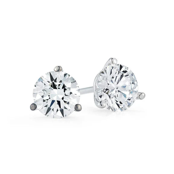 Boucle D'oreille Réel Diamant Solitaire Coupe Ronde Or Blanc 14K 1.10 Carats