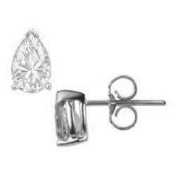 Boucle D'oreille Réel Diamant Solitaire Taille Poire 1.50 Carat Or Blanc 14K